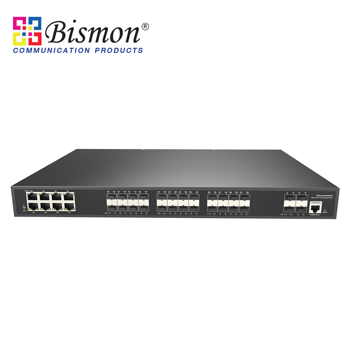 28*SFP with 8*10/100/1000Base-T RJ45 L2+ managed Ethernet fiber switch